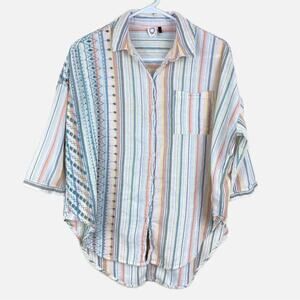 Anthropologie Akemi + Kin Embroidered Button Down Shirt Womens Sz XS Boho Indie
